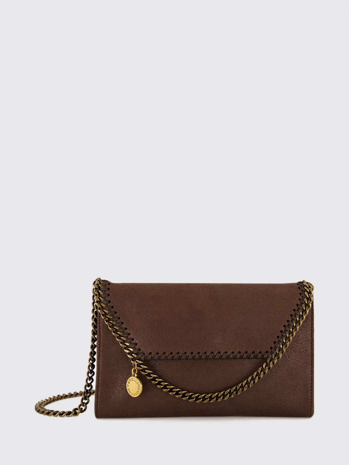 STELLA MCCARTNEY MINI SAC: Mini sac Falabella Wallet on Chain Stella McCartney avec finitions en chaîne, Marron - Img 1