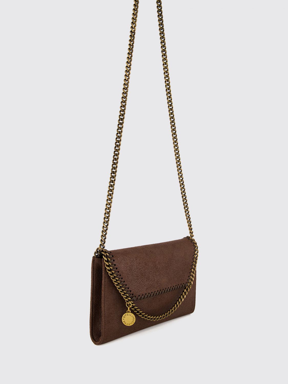 STELLA MCCARTNEY MINI SAC: Mini sac Falabella Wallet on Chain Stella McCartney avec finitions en chaîne, Marron - Img 3