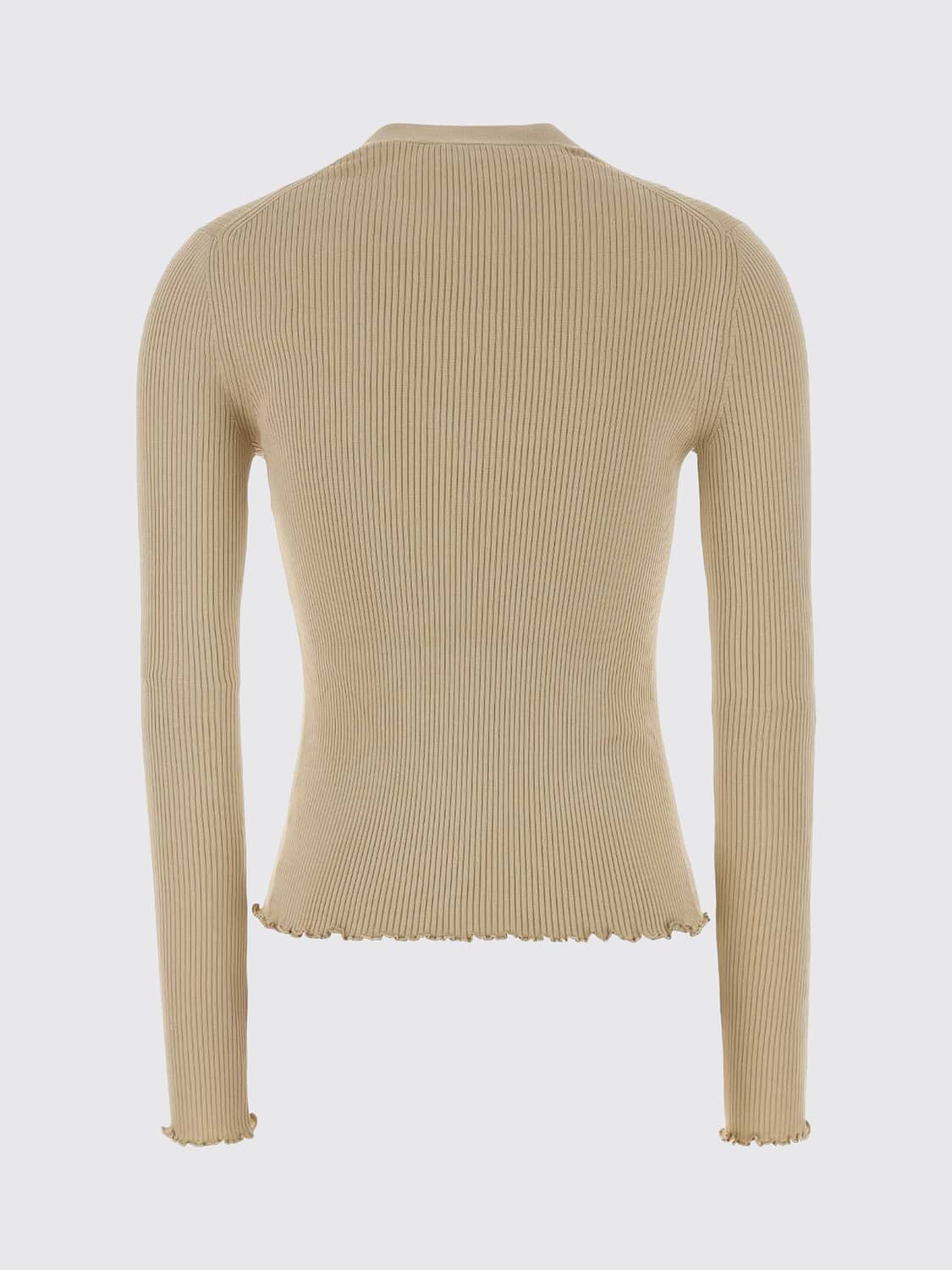 ALAÏA PULLOVER: Slim-Fit-Pullover Alaïa aus gerippter Seide mit Rundhalsausschnitt, Ecru - Img 3