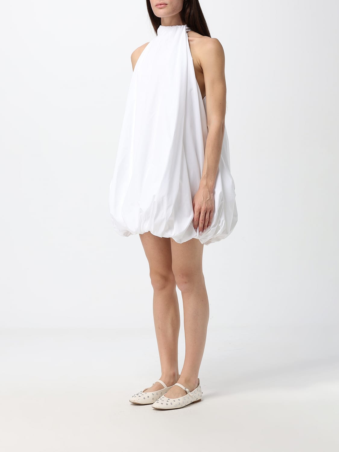 ALAÏA KLEID: Ballon-Minikleid ALAÏA aus Baumwollpopeline mit Neckholder, Weiß - Img 3