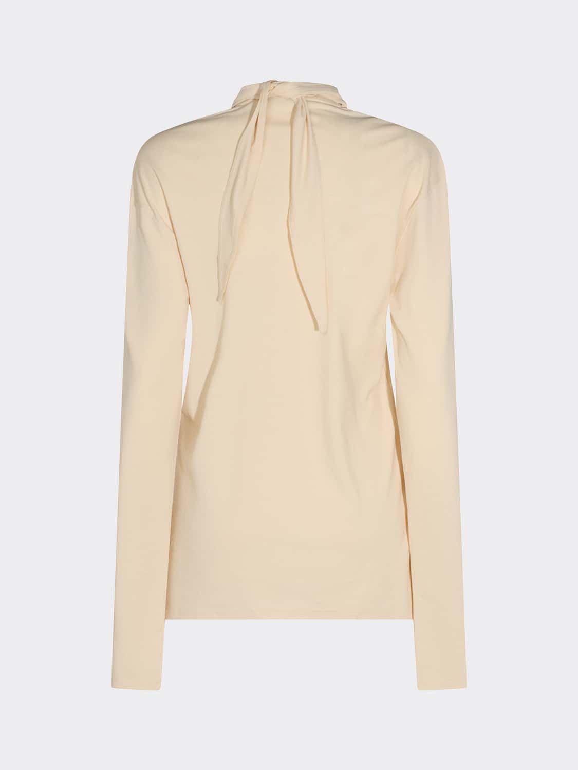 LEMAIRE TOP: Top de cuello alto Lemaire de algodón con cuello de lazada y manga larga, Beige - Img 3