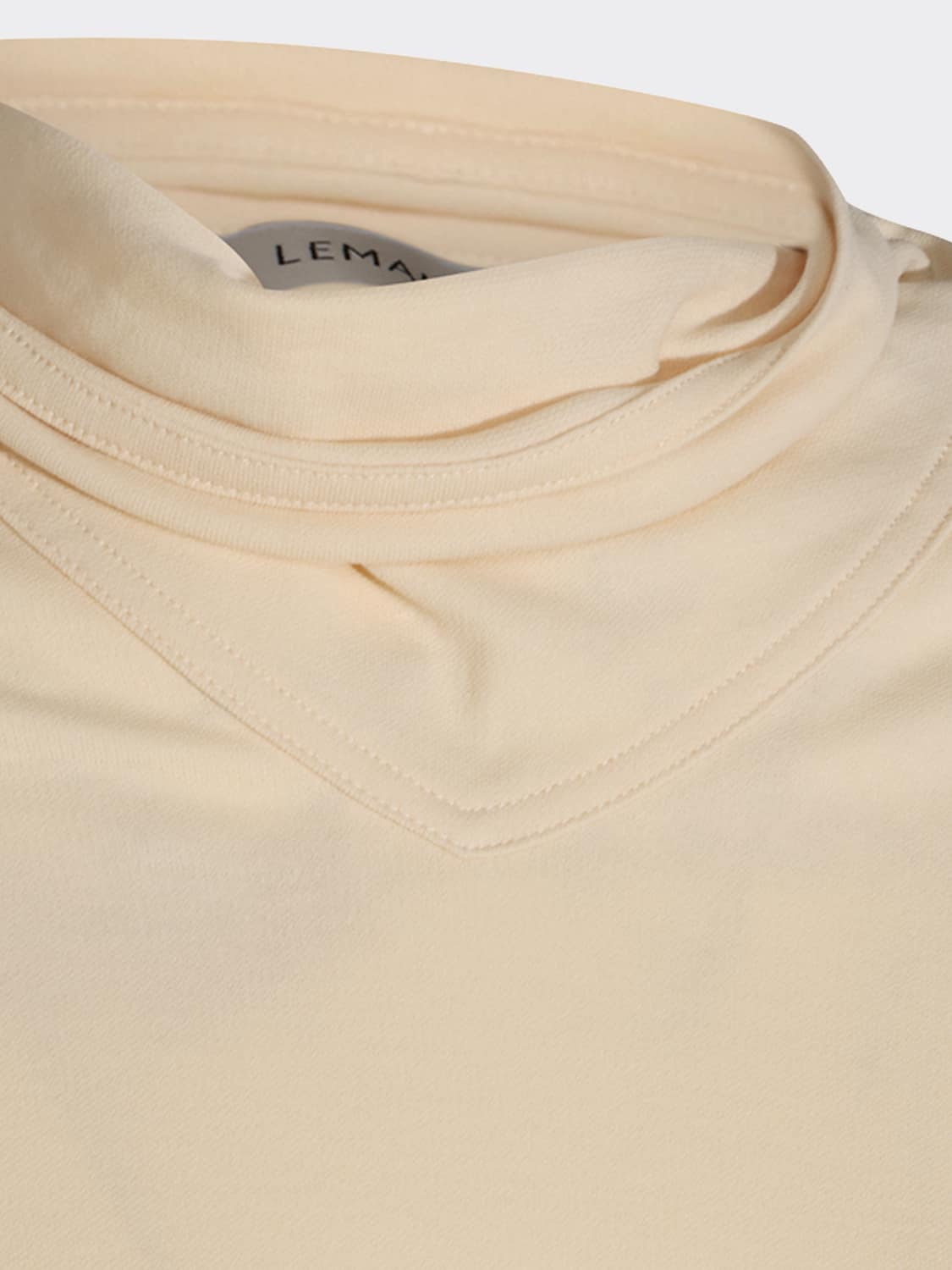 LEMAIRE TOP: Top de cuello alto Lemaire de algodón con cuello de lazada y manga larga, Beige - Img 4