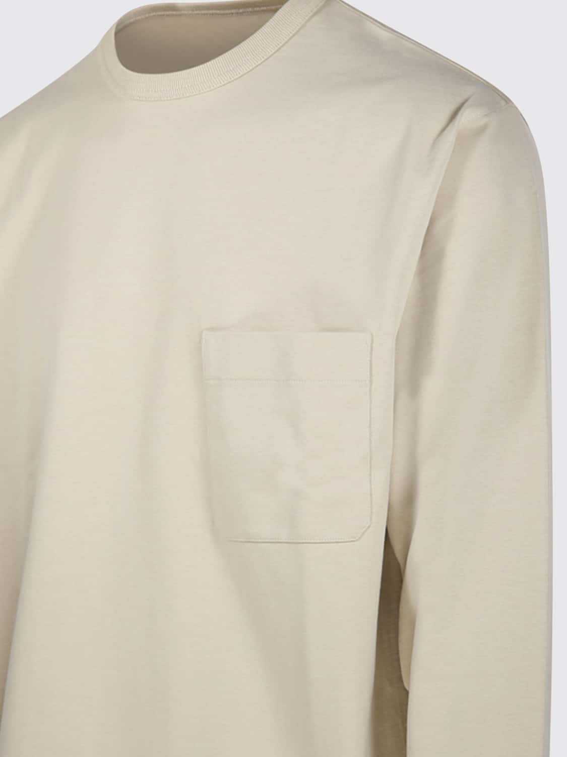 LEMAIRE PULL: Sweat à col rond Lemaire en coton coupe décontractée avec poche plaquée, Chair - Img 4