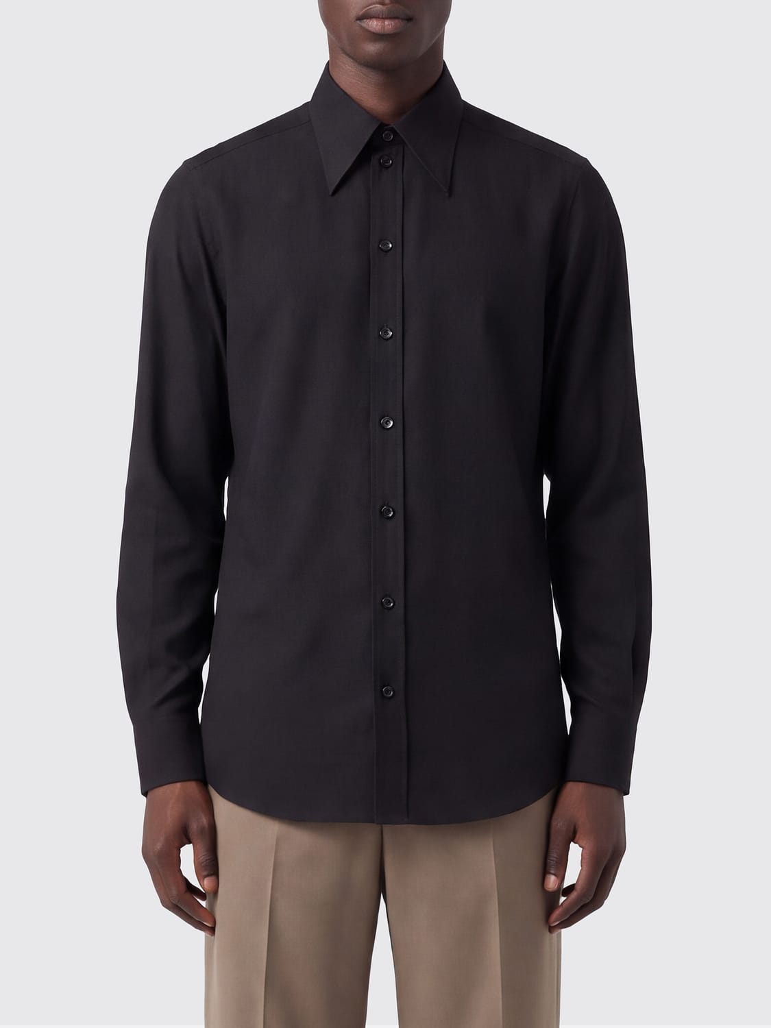 DOLCE & GABBANA HEMD: Dolce & Gabbana Slim-Fit-Hemd aus Baumwollpopeline mit spitzem Kragen, Schwarz - Img 1