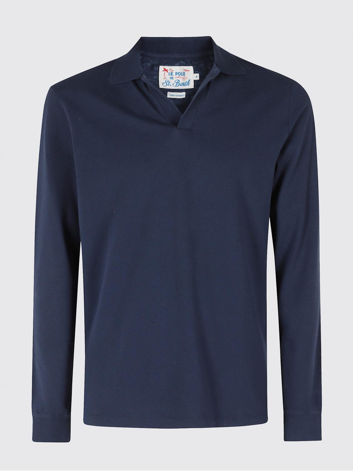 MC2 SAINT BARTH SWEATSHIRT: MC2 SAINT BARTH Henry Slim Fit Stretch Cotton Long-Sleeved Polo Shirt, Blue - Img 2