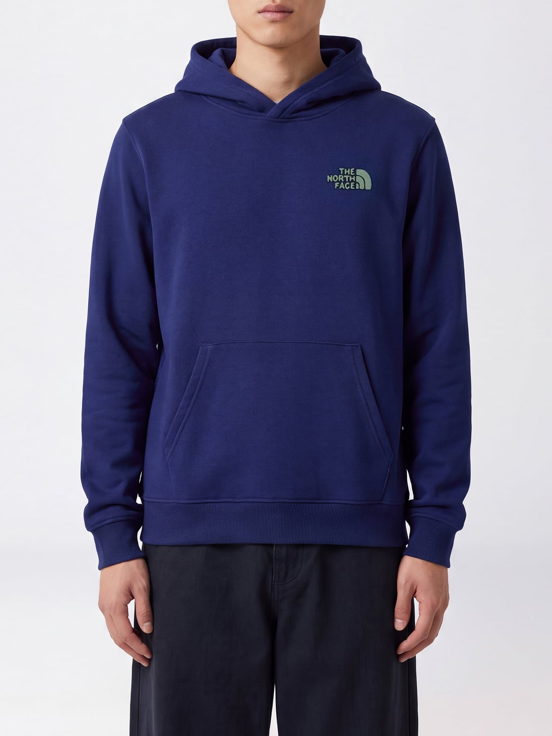 THE NORTH FACE SWEATSHIRT: The North Face Hoodie aus recycelter Baumwollmischung mit Grafikprint, Blau - Img 1