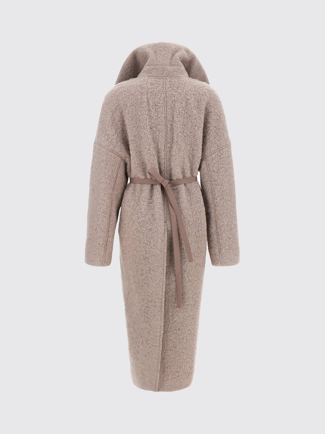 RICK OWENS ABRIGO: Abrigo cruzado Rick Owens hasta la rodilla en mezcla de alpaca y lana con cinturón, Rosa - Img 3