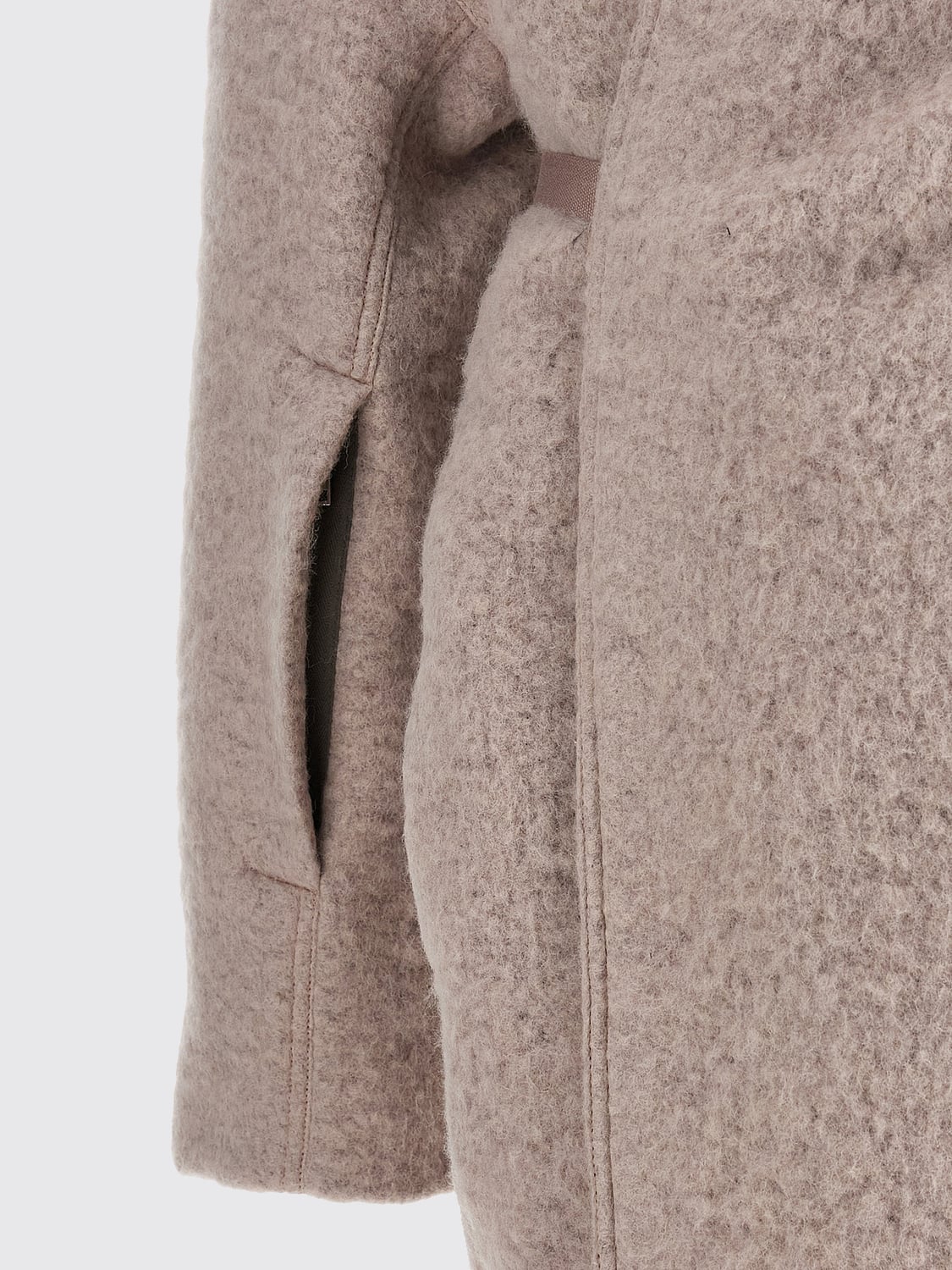 RICK OWENS ABRIGO: Abrigo cruzado Rick Owens hasta la rodilla en mezcla de alpaca y lana con cinturón, Rosa - Img 4