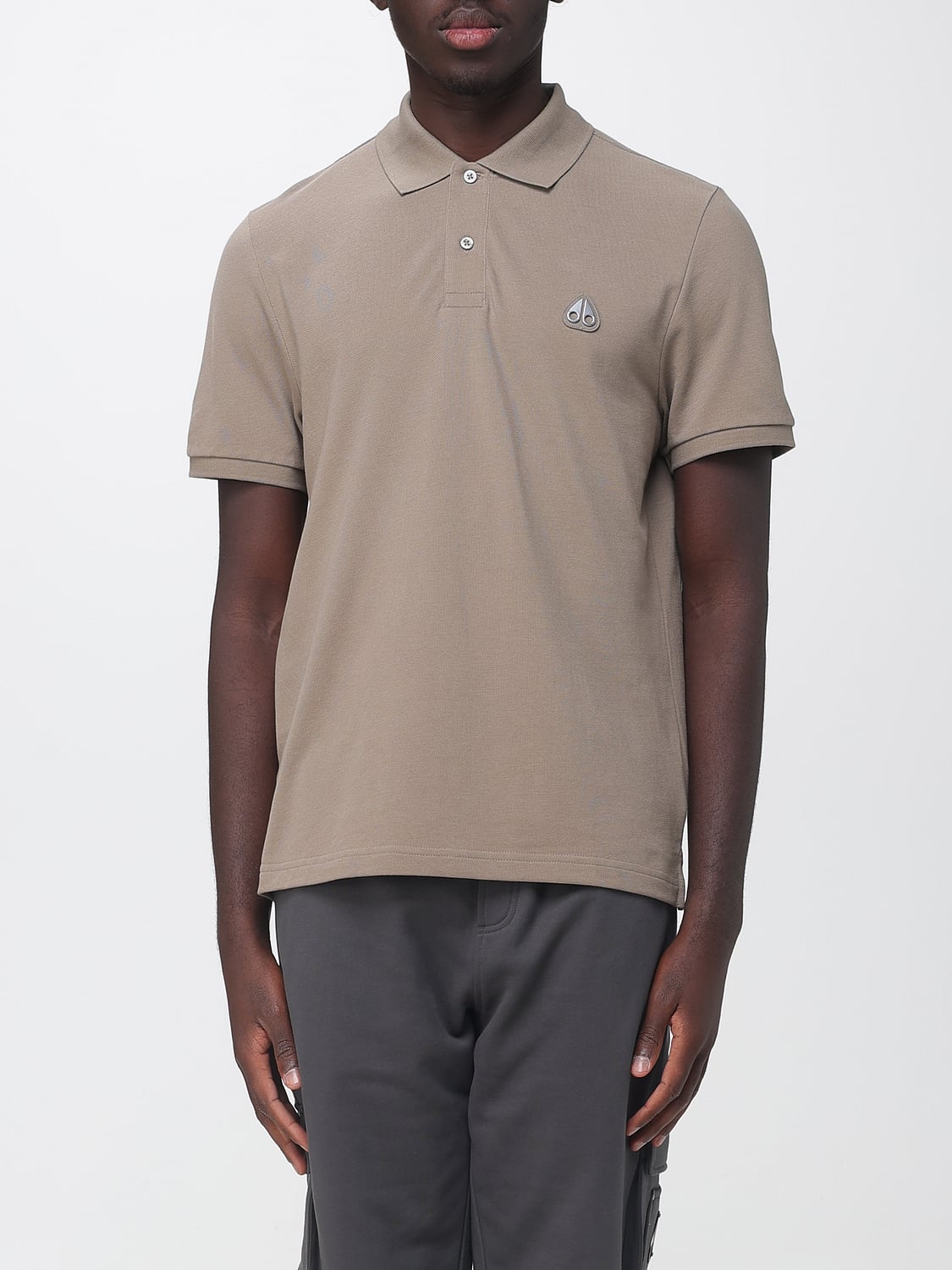 MOOSE KNUCKLES POLO: Polo Moose Knuckles à manches courtes en coton avec logo appliqué, Beige - Img 1