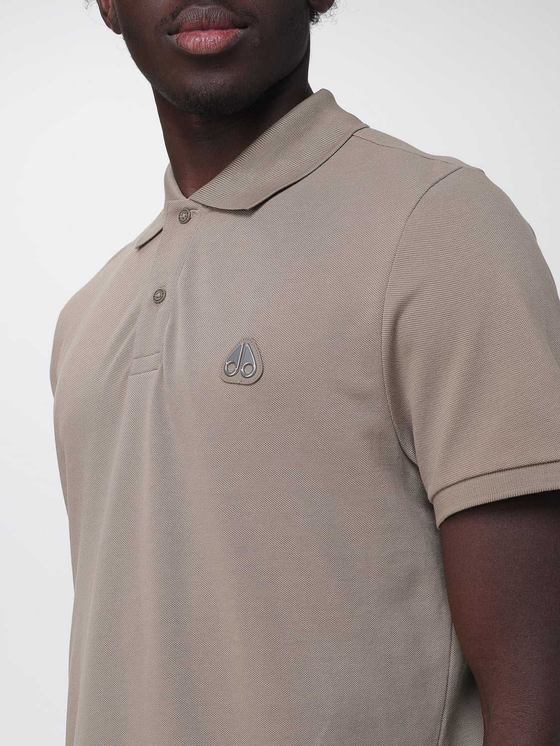 MOOSE KNUCKLES POLO: Polo Moose Knuckles à manches courtes en coton avec logo appliqué, Beige - Img 3
