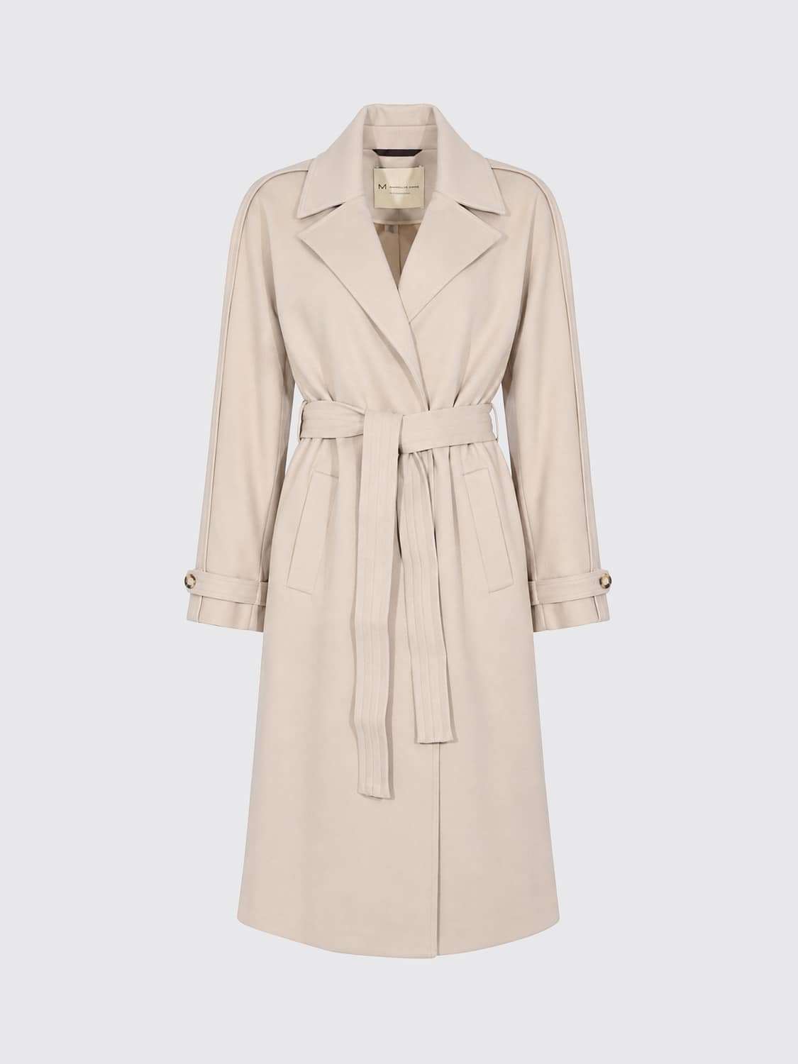 MM MAX MARA MANTEL: Langer Bademantel-Mantel MM Max Mara aus Viskosemischung mit Gürtel, Sand - Img 2