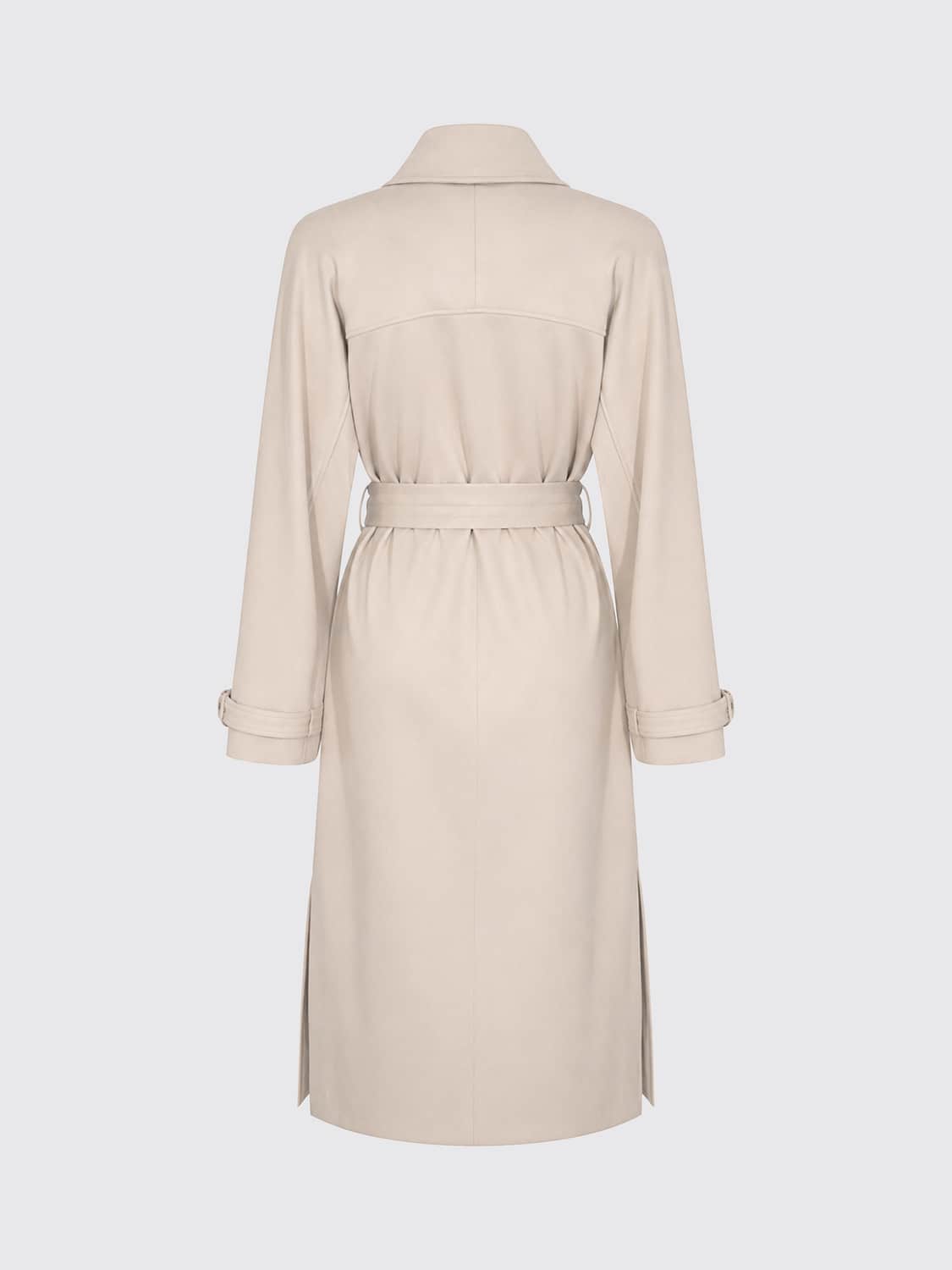 MM MAX MARA MANTEL: Langer Bademantel-Mantel MM Max Mara aus Viskosemischung mit Gürtel, Sand - Img 3