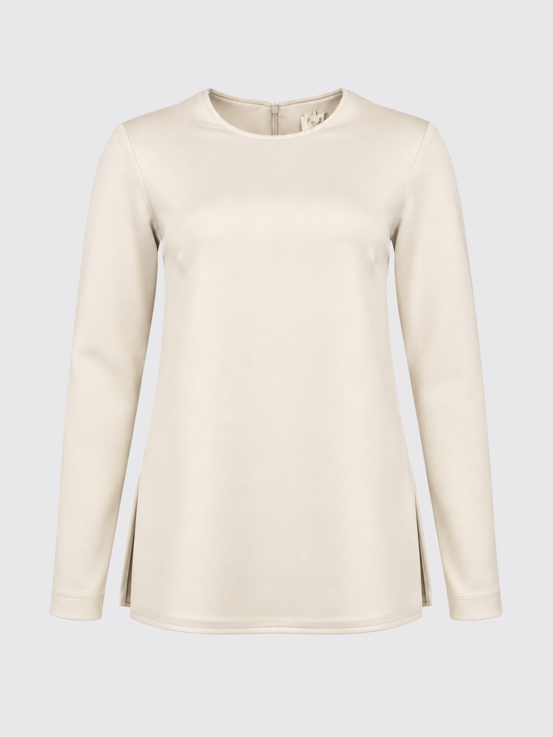 MM MAX MARA TOP: Top de manga larga y cuello redondo MM Max Mara de crepé, Blanco - Img 2