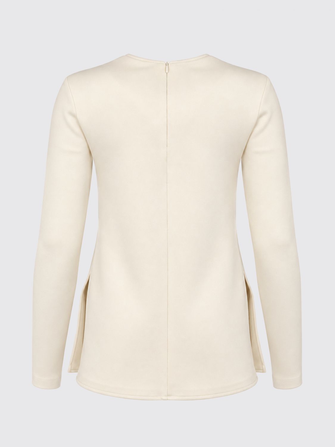 MM MAX MARA TOP: Top de manga larga y cuello redondo MM Max Mara de crepé, Blanco - Img 3