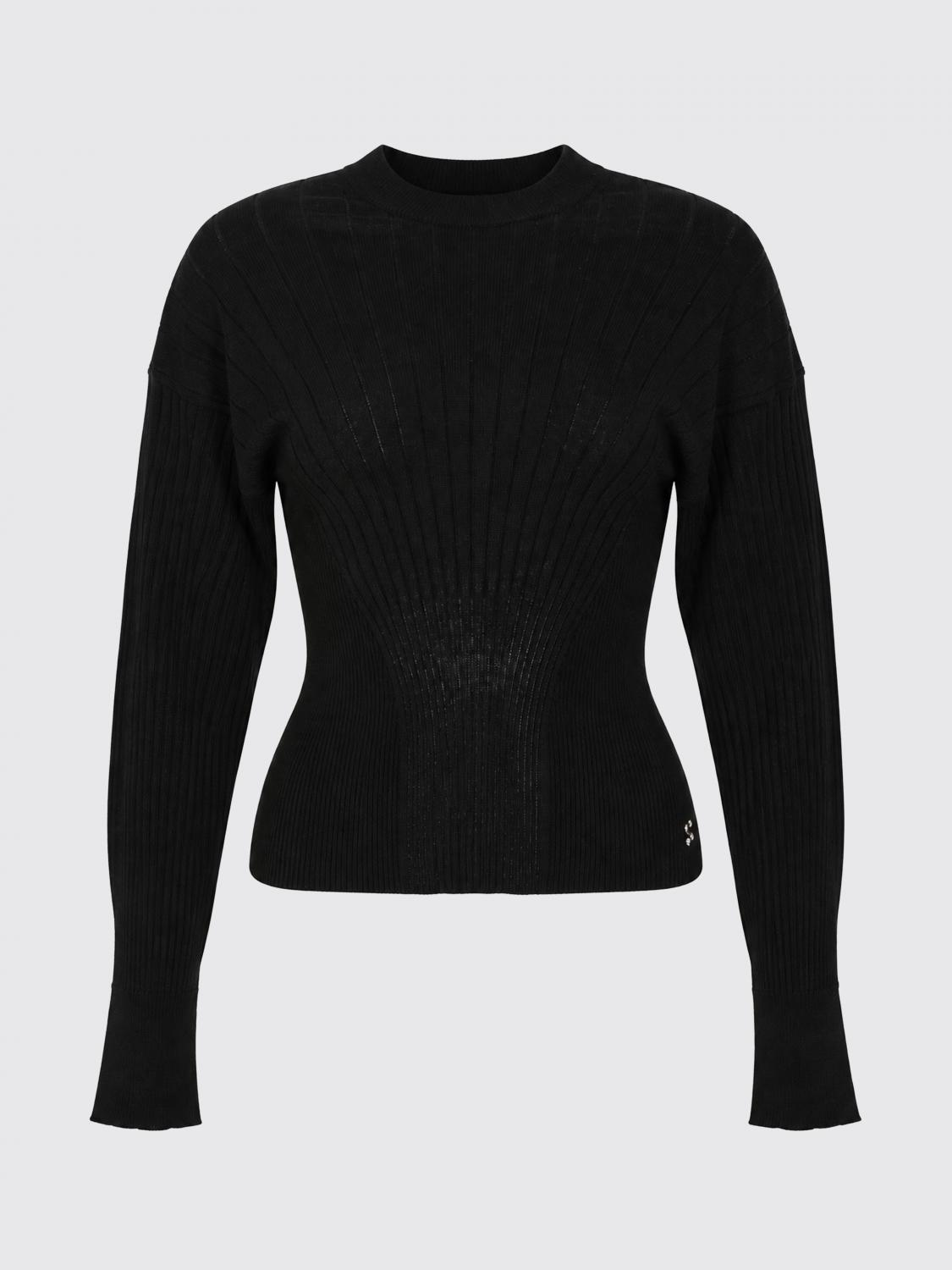 SPORTMAX PULLOVER: Sportmax Wollpullover mit Rundhalsausschnitt, überschnittenen Schultern und Rippbündchen, Schwarz - Img 2