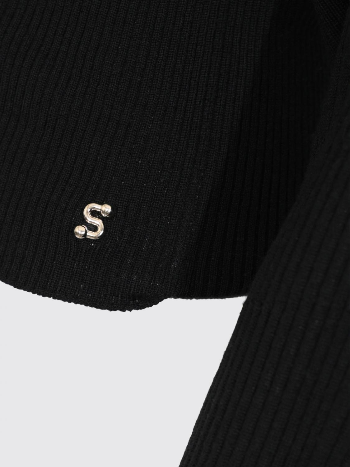 SPORTMAX PULLOVER: Sportmax Wollpullover mit Rundhalsausschnitt, überschnittenen Schultern und Rippbündchen, Schwarz - Img 4
