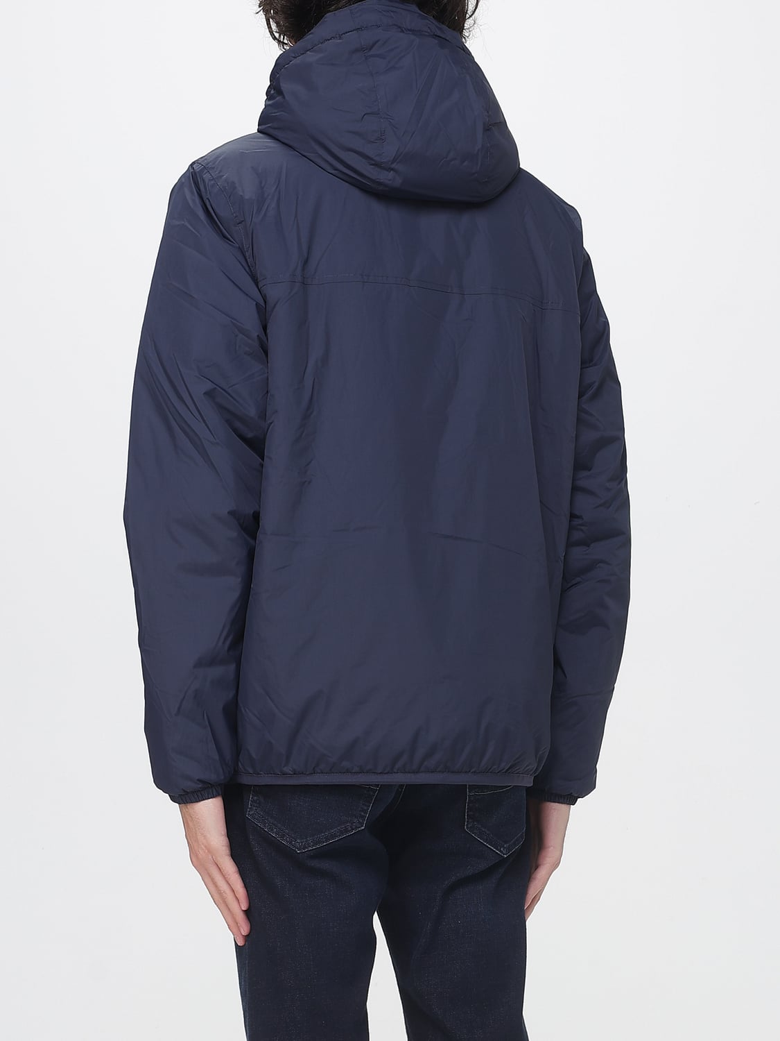 K-WAY JACKET: Fleece-Lined Hooded Nylon Windbreaker K-Way, Blue - Img 2