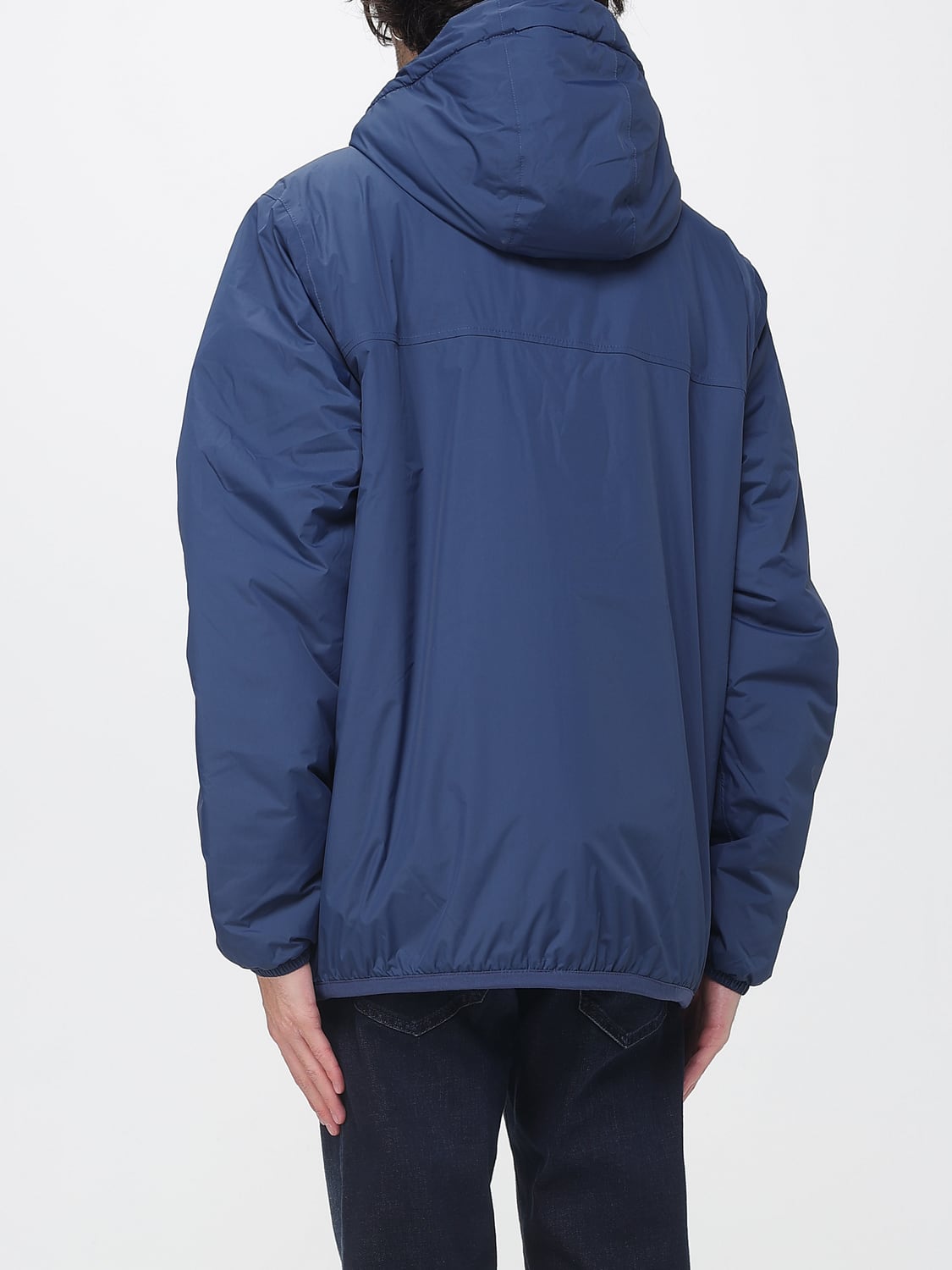 K-WAY JACKET: Fleece-Lined Hooded Nylon Windbreaker K-Way, Navy - Img 2