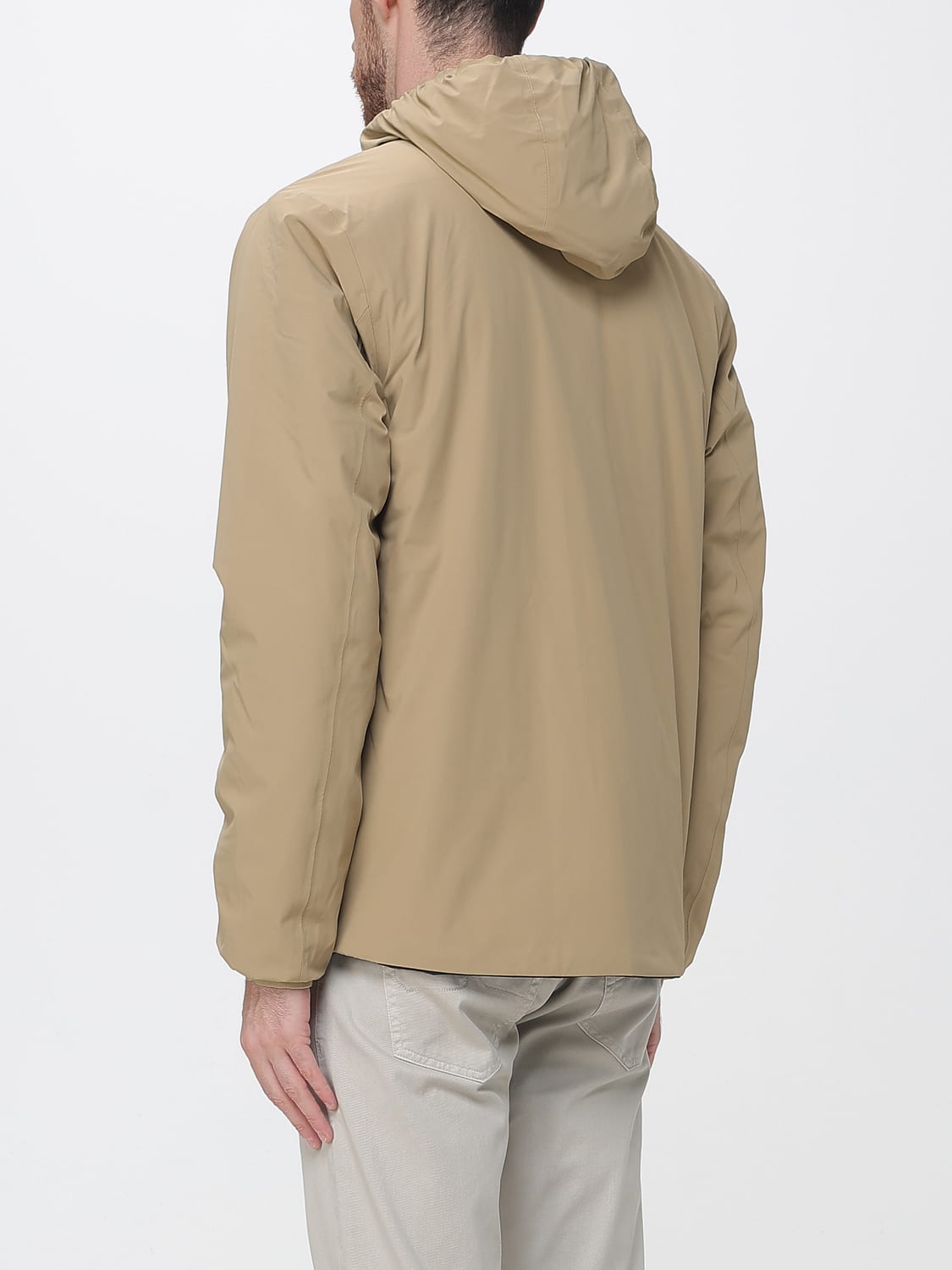 K-WAY JACKET: Reversible Hooded Windbreaker K-Way in Recycled Nylon, Kaki - Img 2