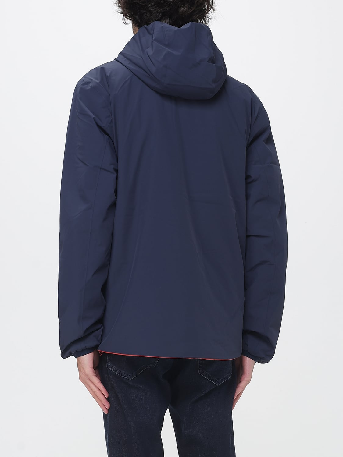 K-WAY JACKET: Reversible Hooded Windbreaker K-Way in Recycled Nylon, Navy - Img 2