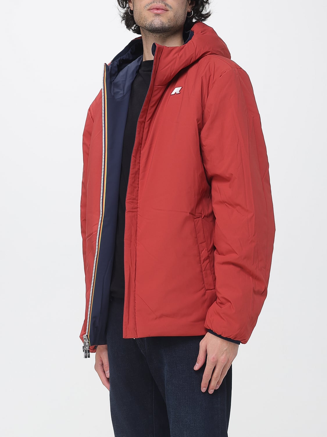 K-WAY JACKET: Reversible Hooded Windbreaker K-Way in Recycled Nylon, Navy - Img 3