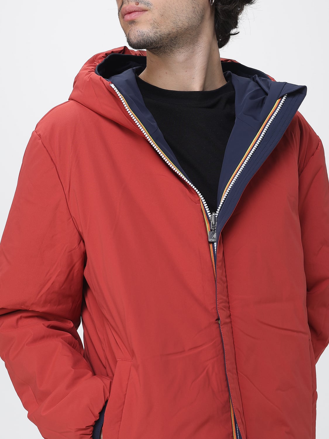 K-WAY JACKET: Reversible Hooded Windbreaker K-Way in Recycled Nylon, Navy - Img 4