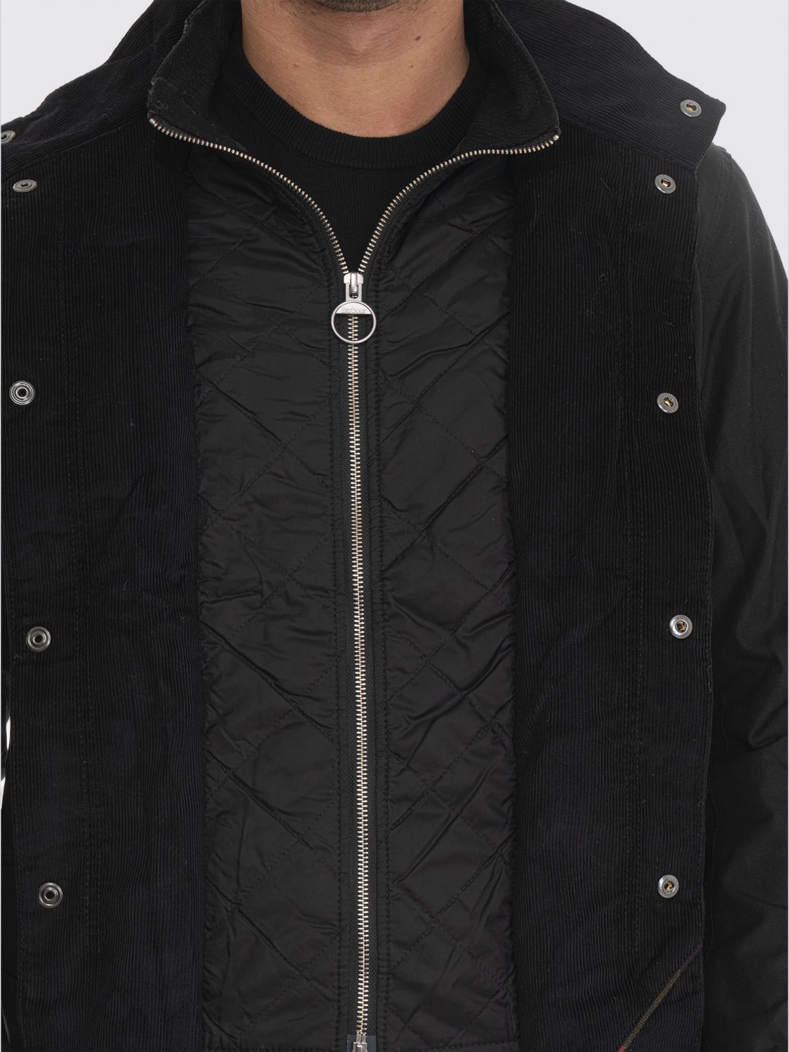 BARBOUR JACKET: Ogston Windproof Waxed Cotton Jacket Barbour with High Neck and Patch Pockets, Black - Img 4