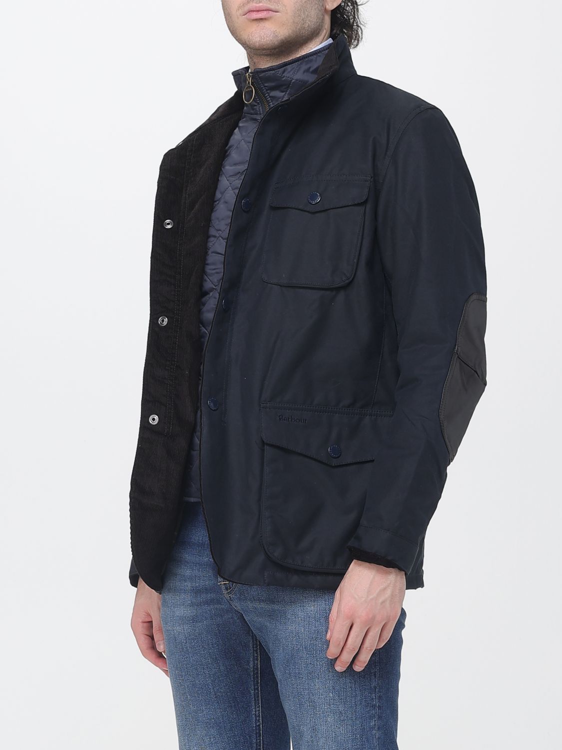 BARBOUR КУРТКА: Ветрозащитная вощеная куртка Ogston из хлопка с высоким воротником и накладными карманами Barbour, Синий - Img 3