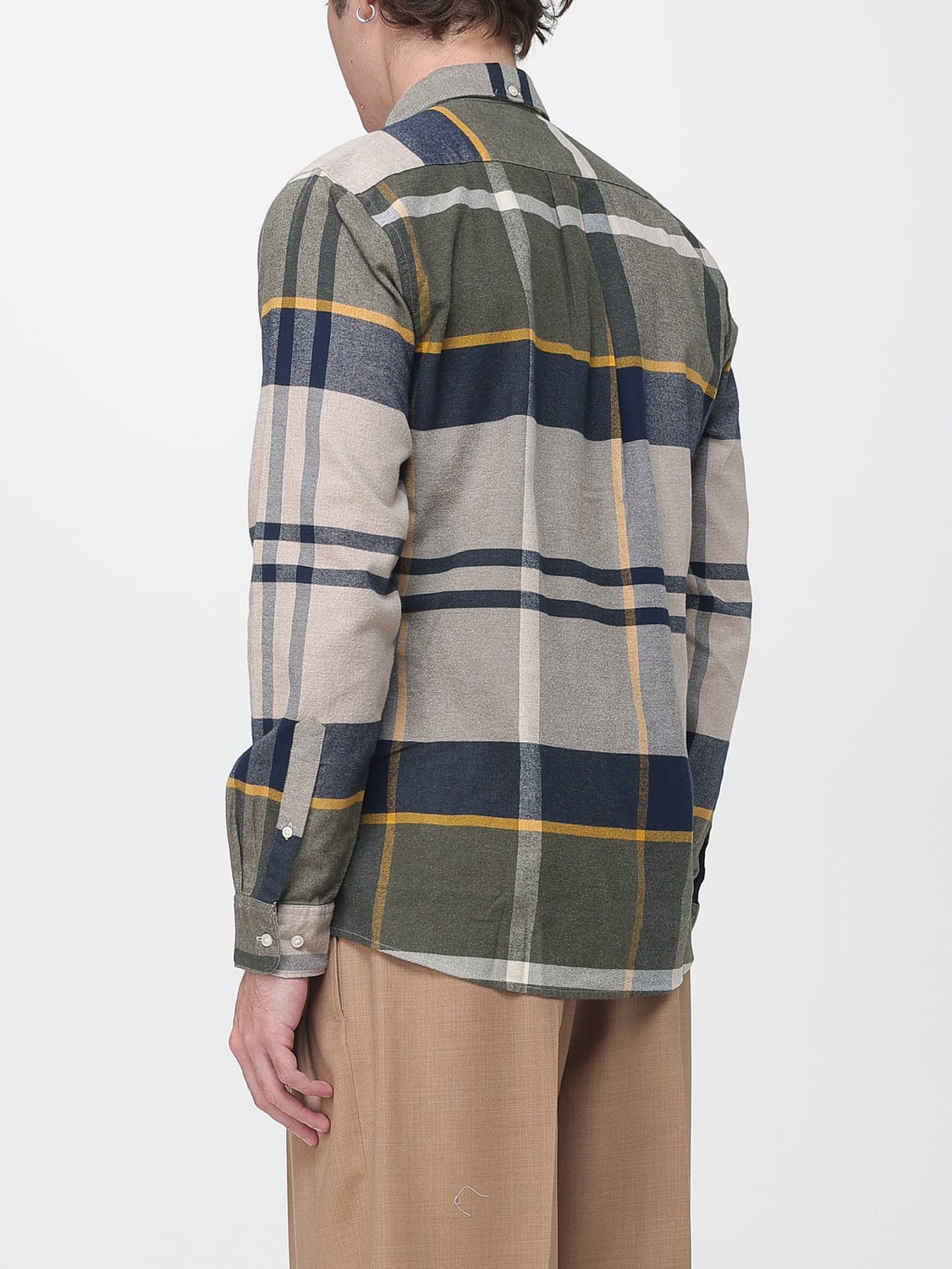 BARBOUR РУБАШКА: Хлопковая рубашка в клетку с длинным рукавом и воротником на пуговицах Barbour, Бежевый - Img 2