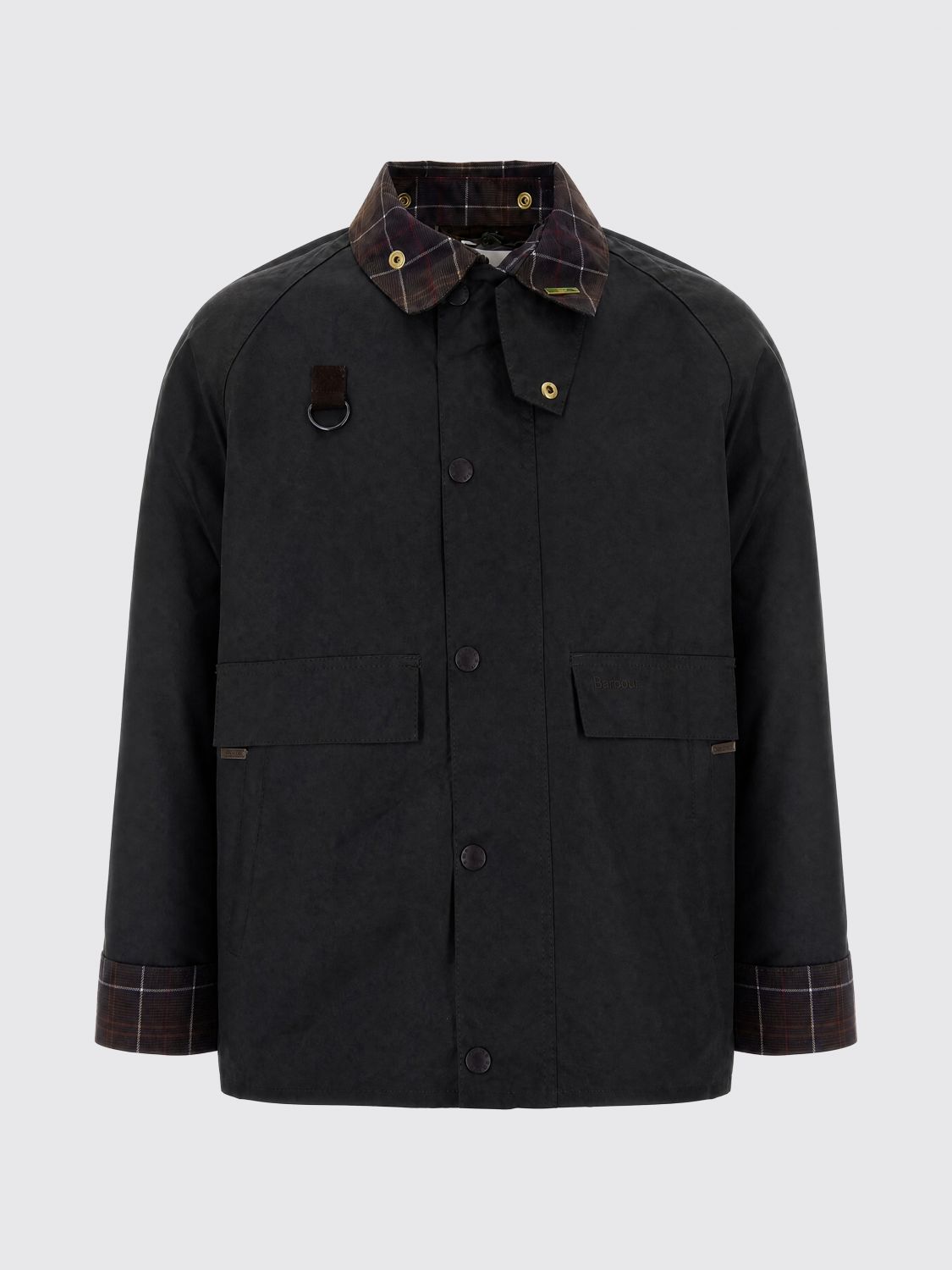 BARBOUR JACKET: Spey Waxed Cotton Jacket Barbour with Corduroy Collar and Flap Pockets, Green - Img 2