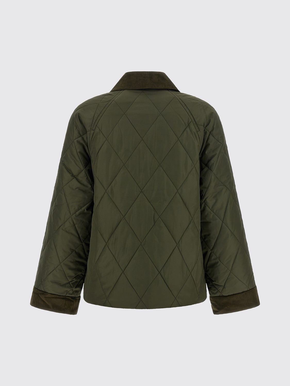 BARBOUR JACKET: Kilnwick Barbour Quilted Technical Fabric Jacket with Velvet Collar, Green - Img 3