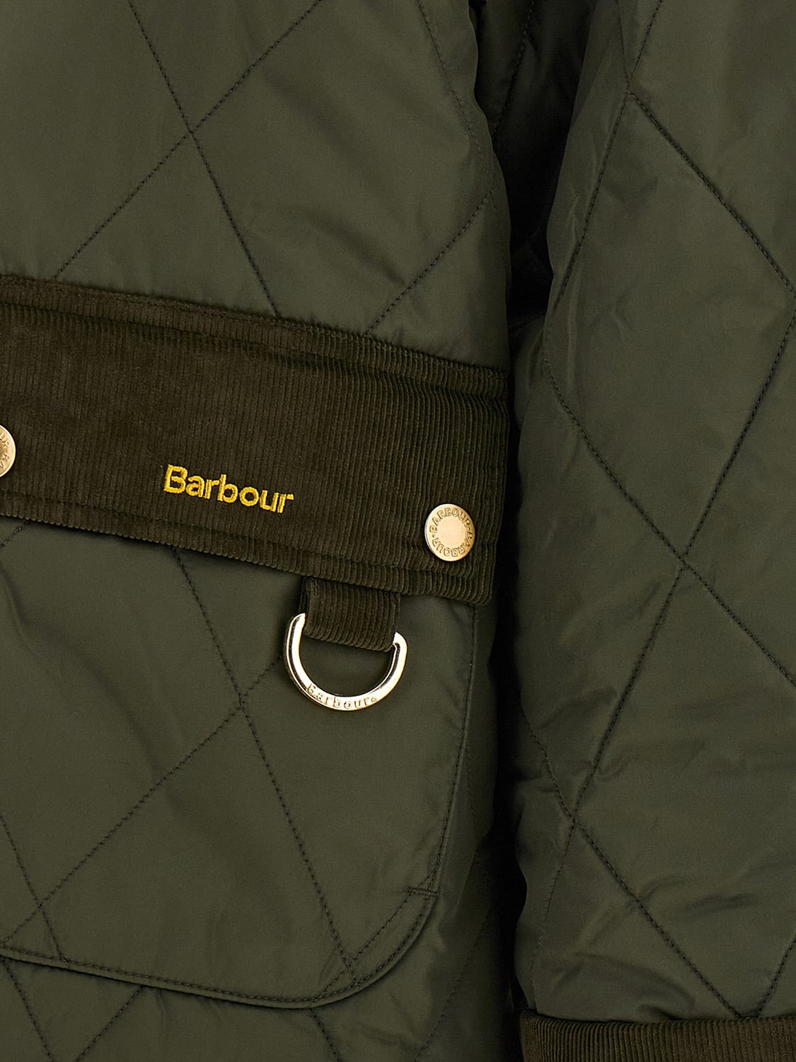 BARBOUR JACKET: Kilnwick Barbour Quilted Technical Fabric Jacket with Velvet Collar, Green - Img 4