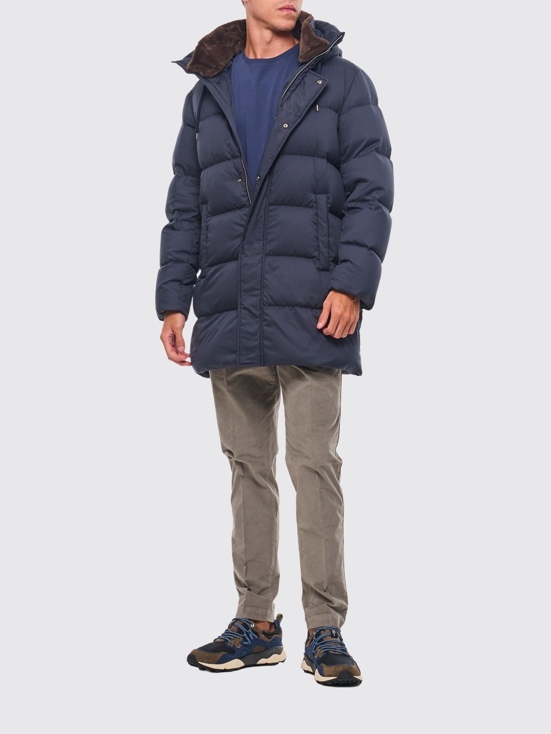 HERNO JACKET: Herno Quilted Ultralight Nylon Short Down Jacket with Hood, Blue - Img 2