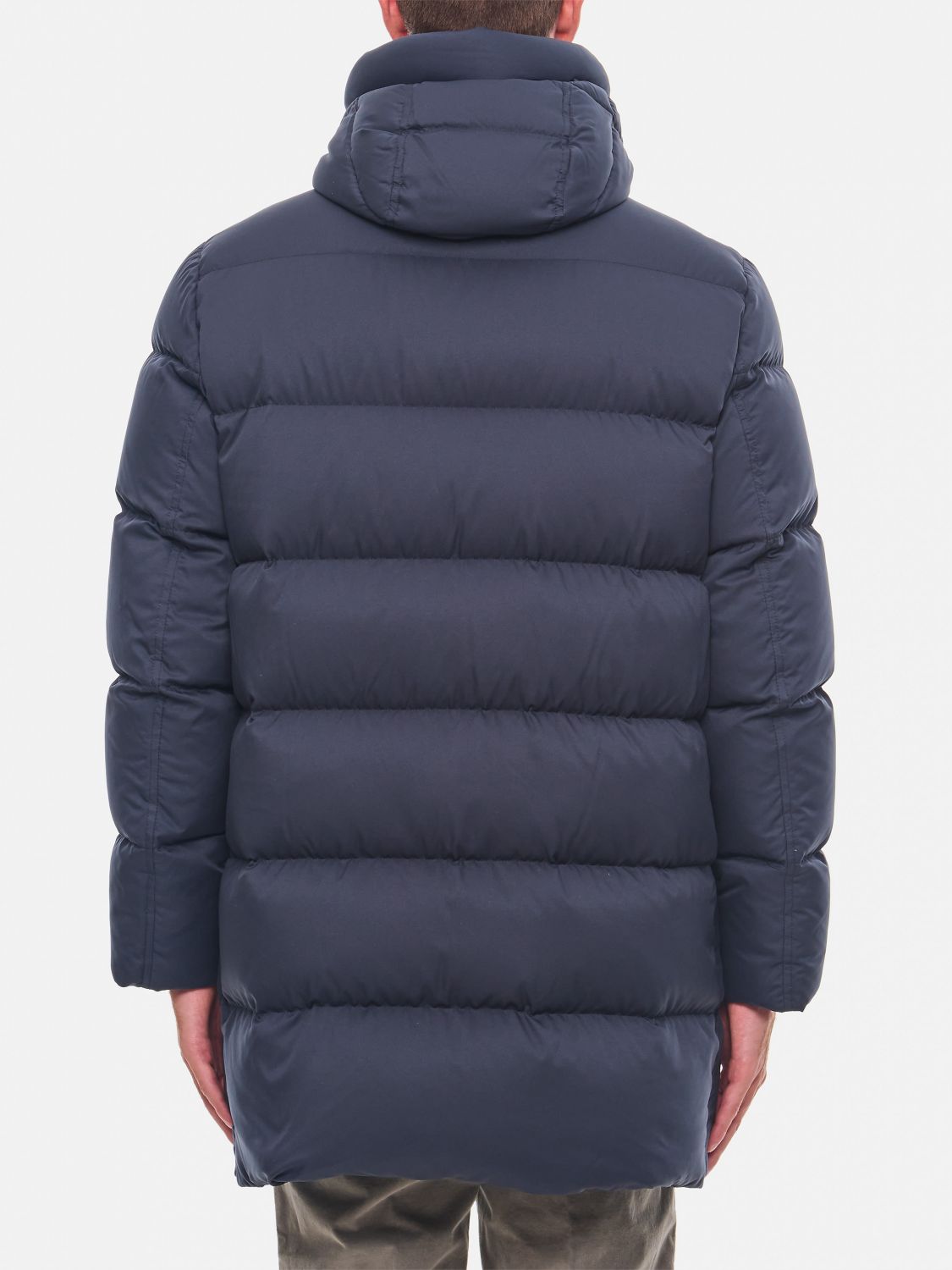 HERNO JACKET: Herno Quilted Ultralight Nylon Short Down Jacket with Hood, Blue - Img 3