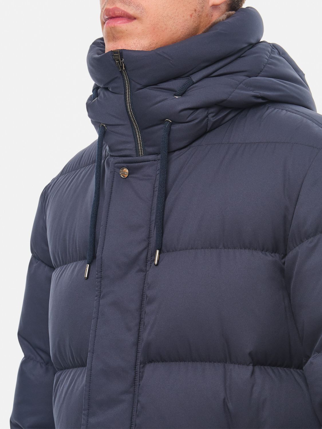HERNO JACKET: Herno Quilted Ultralight Nylon Short Down Jacket with Hood, Blue - Img 4