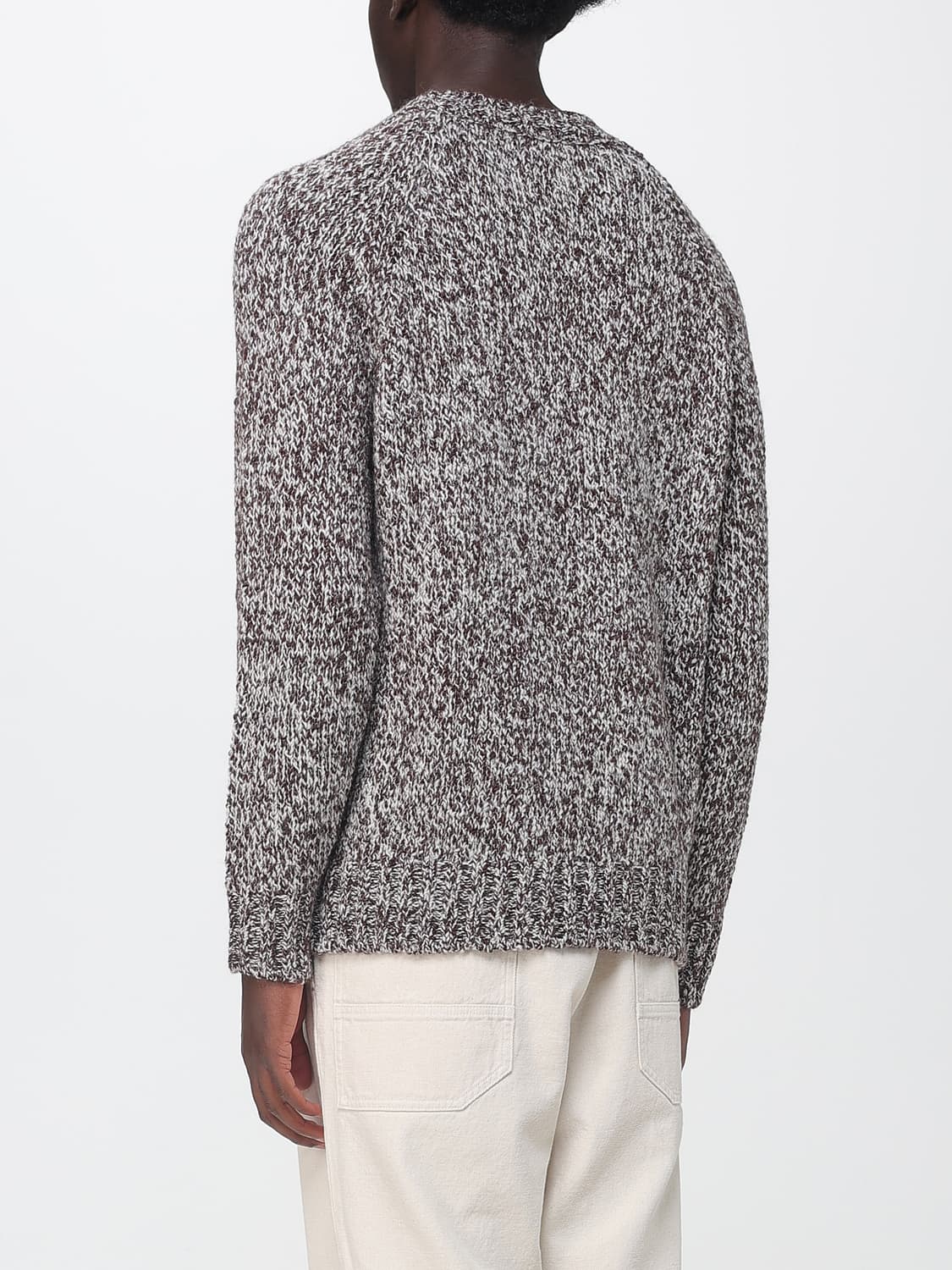 BALLANTYNE SWEATER: Ballantyne Raw Diamond Wool Blend Crewneck Jumper with Embroidered Patch, White - Img 2
