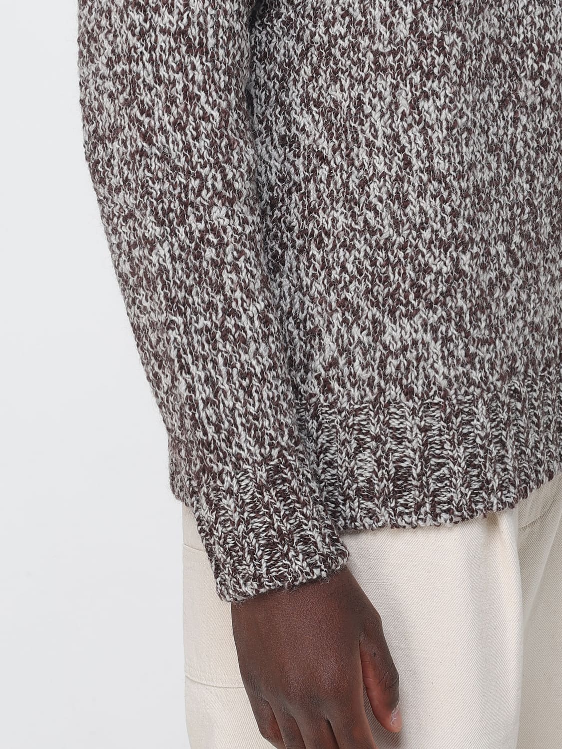 BALLANTYNE SWEATER: Ballantyne Raw Diamond Wool Blend Crewneck Jumper with Embroidered Patch, White - Img 3
