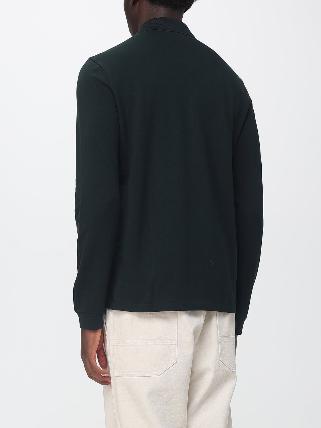 LACOSTE POLO: Langärmeliges Baumwoll-Poloshirt Lacoste mit gesticktem Logo auf der Brust, Schwarz - Img 2