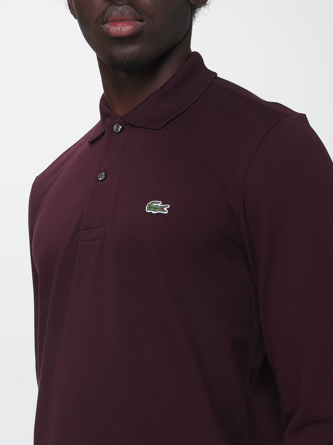 LACOSTE POLO: Langärmeliges Baumwoll-Poloshirt Lacoste mit gesticktem Logo auf der Brust, Braun - Img 3