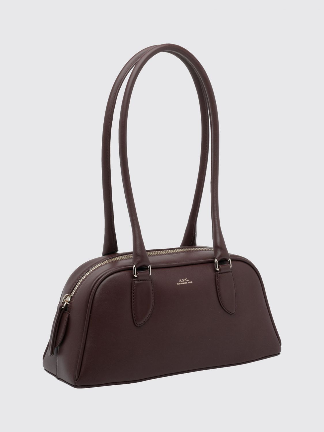 A.P.C. BORSA A SPALLA: Borsa a spalla Paloma A.P.C. in pelle con forma stondata e doppio manico, Amarena - Img 3