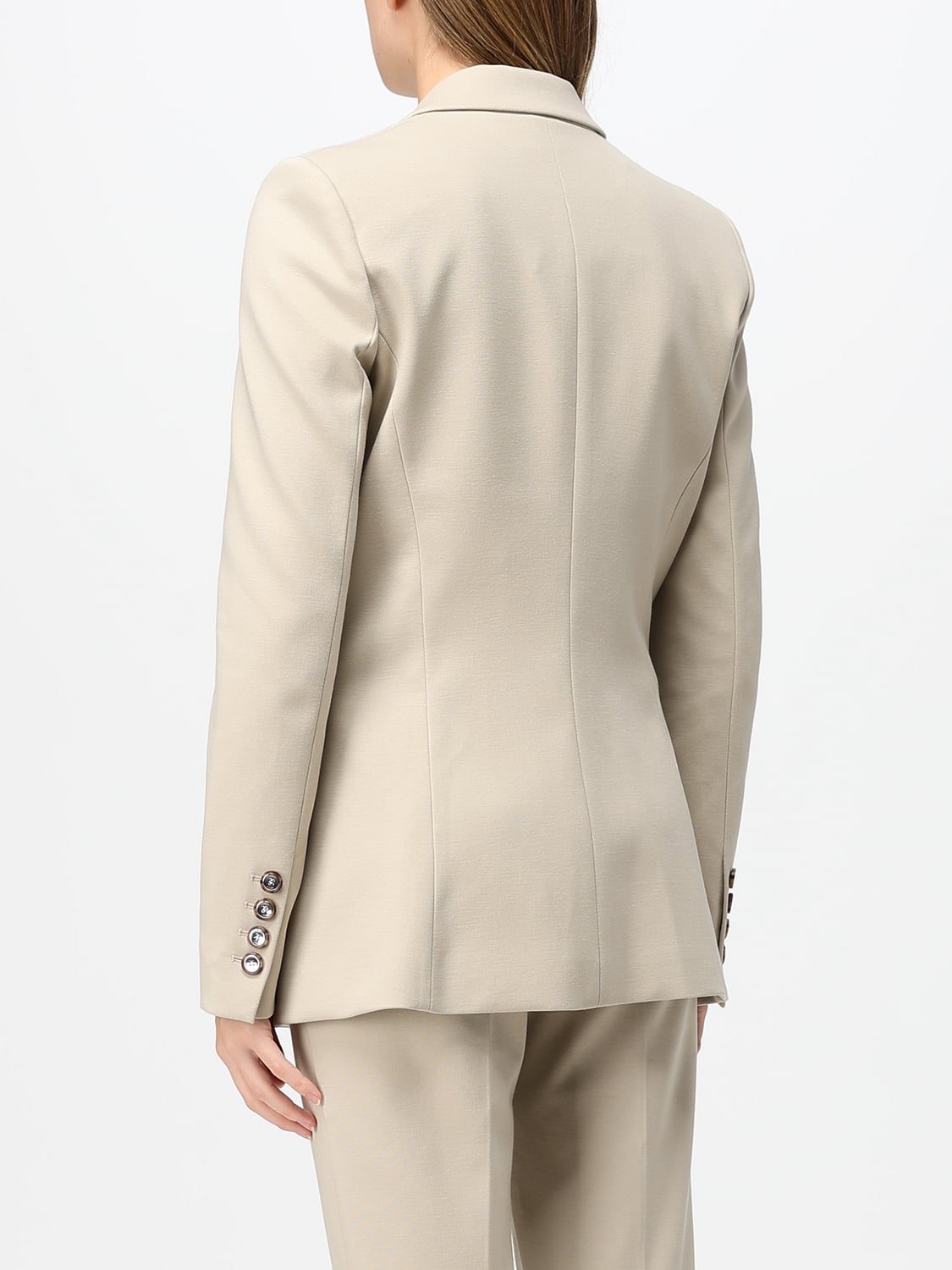 PINKO JACKE: Einreihiger Slim-Fit-Blazer aus Crêpe von PINKO mit Einknopfverschluss, Beige - Img 2