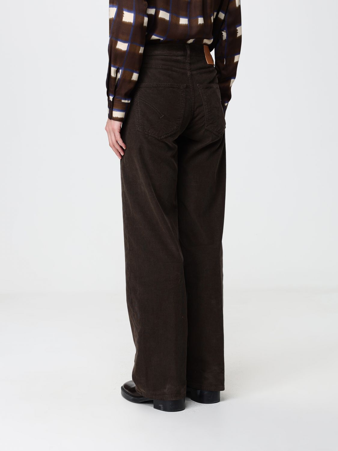 DONDUP PANTALONES: Pantalones de pana Dondup de tiro alto y corte slim en terciopelo, Marrón - Img 2