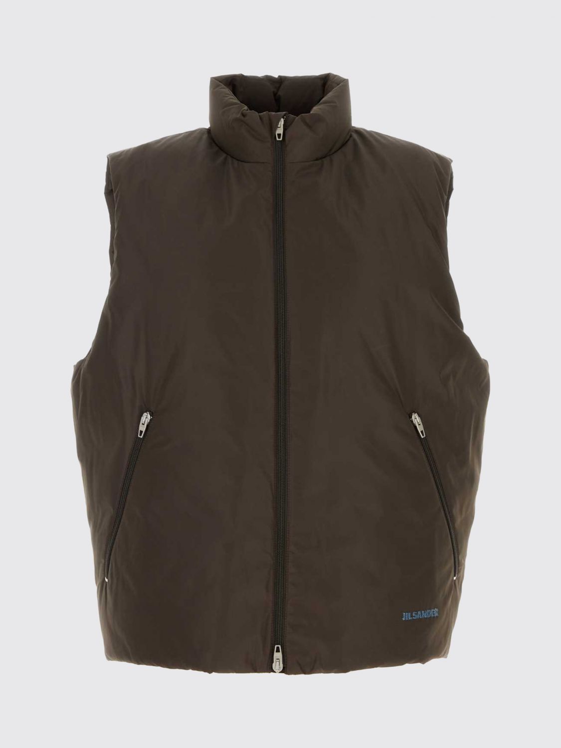 JIL SANDER SUIT VEST: Jil Sander Ghost Capsule Padded Nylon Gilet with High Neck and Zip Closure, Brown - Img 2