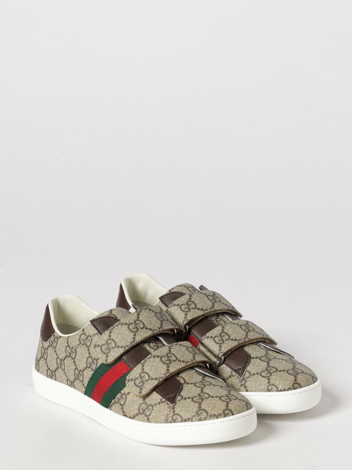 GUCCI SNEAKERS: Ace GG-Monogramm-Sneakers GUCCI für Jungen mit Klettverschluss, Braun - Img 2