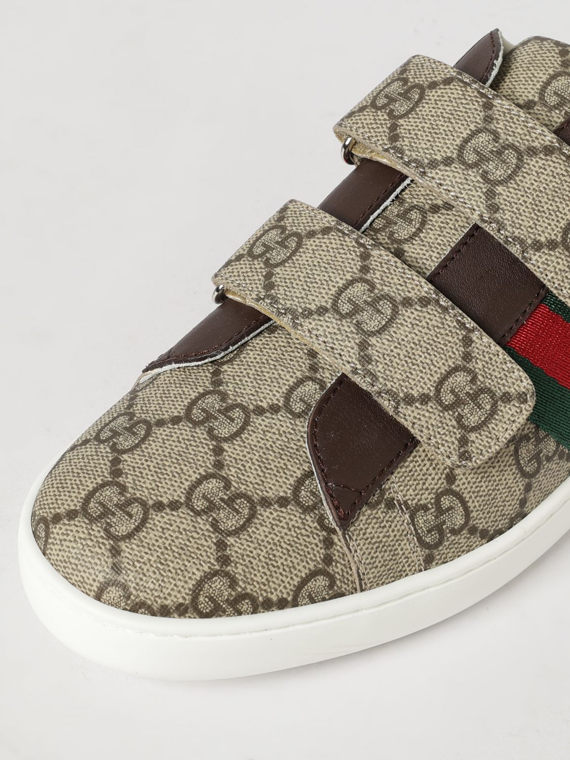 GUCCI SNEAKERS: Ace GG-Monogramm-Sneakers GUCCI für Jungen mit Klettverschluss, Braun - Img 4