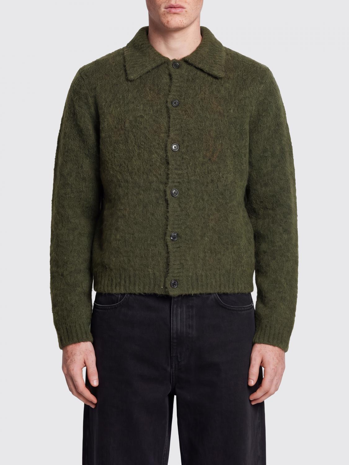DRIES VAN NOTEN JERSEY: Cárdigan estilo polo Dries Van Noten en mezcla de alpaca y lana merina, Verde - Img 1