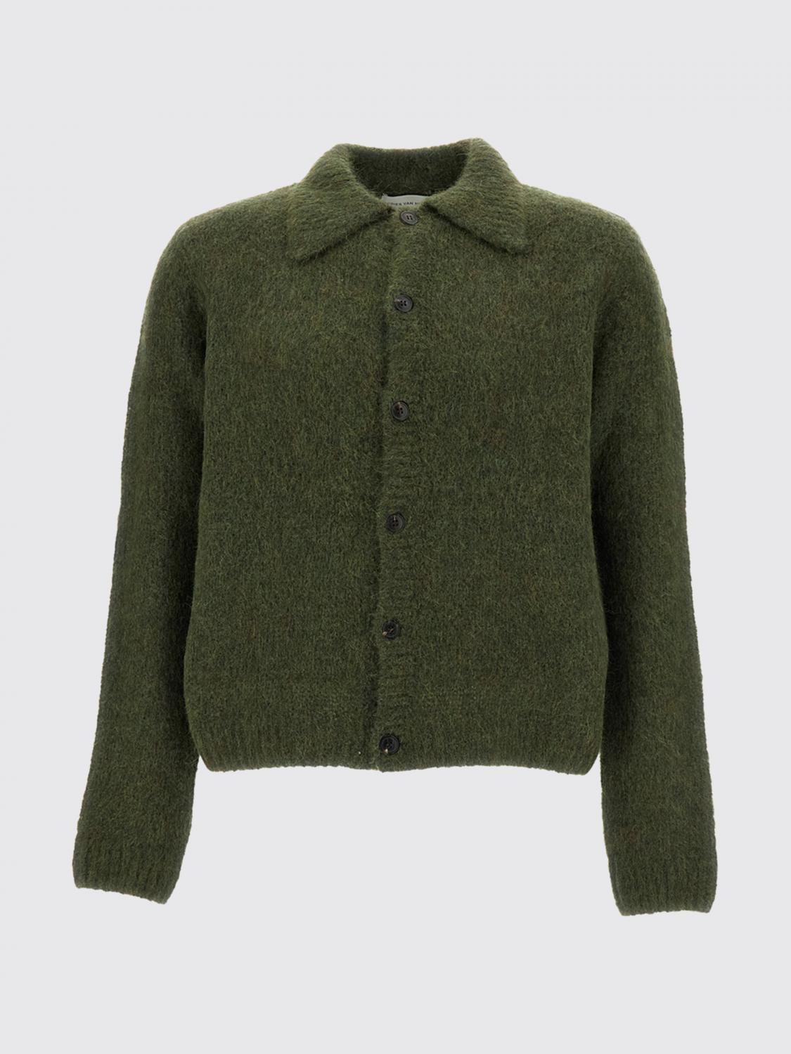 DRIES VAN NOTEN JERSEY: Cárdigan estilo polo Dries Van Noten en mezcla de alpaca y lana merina, Verde - Img 2