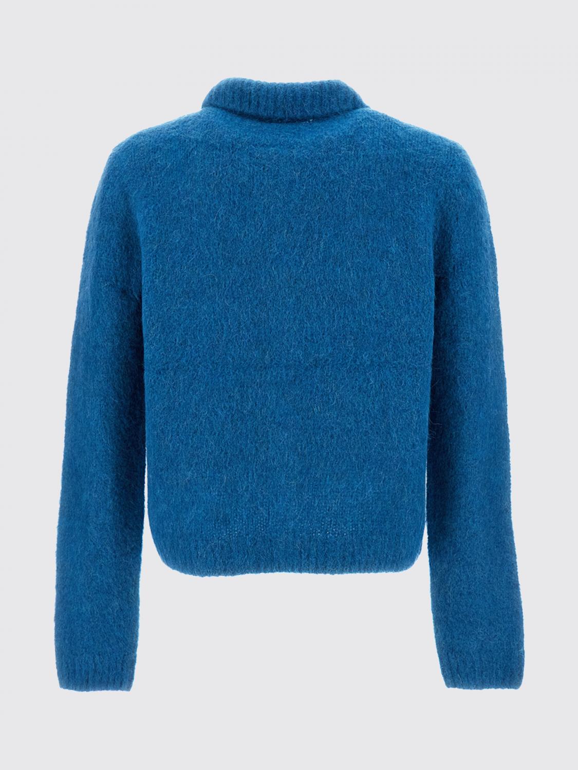 DRIES VAN NOTEN PULLOVER: Dries Van Noten Cardigan im Polo-Stil aus Alpaka- und Merinowollmischung, Himmelblau - Img 3