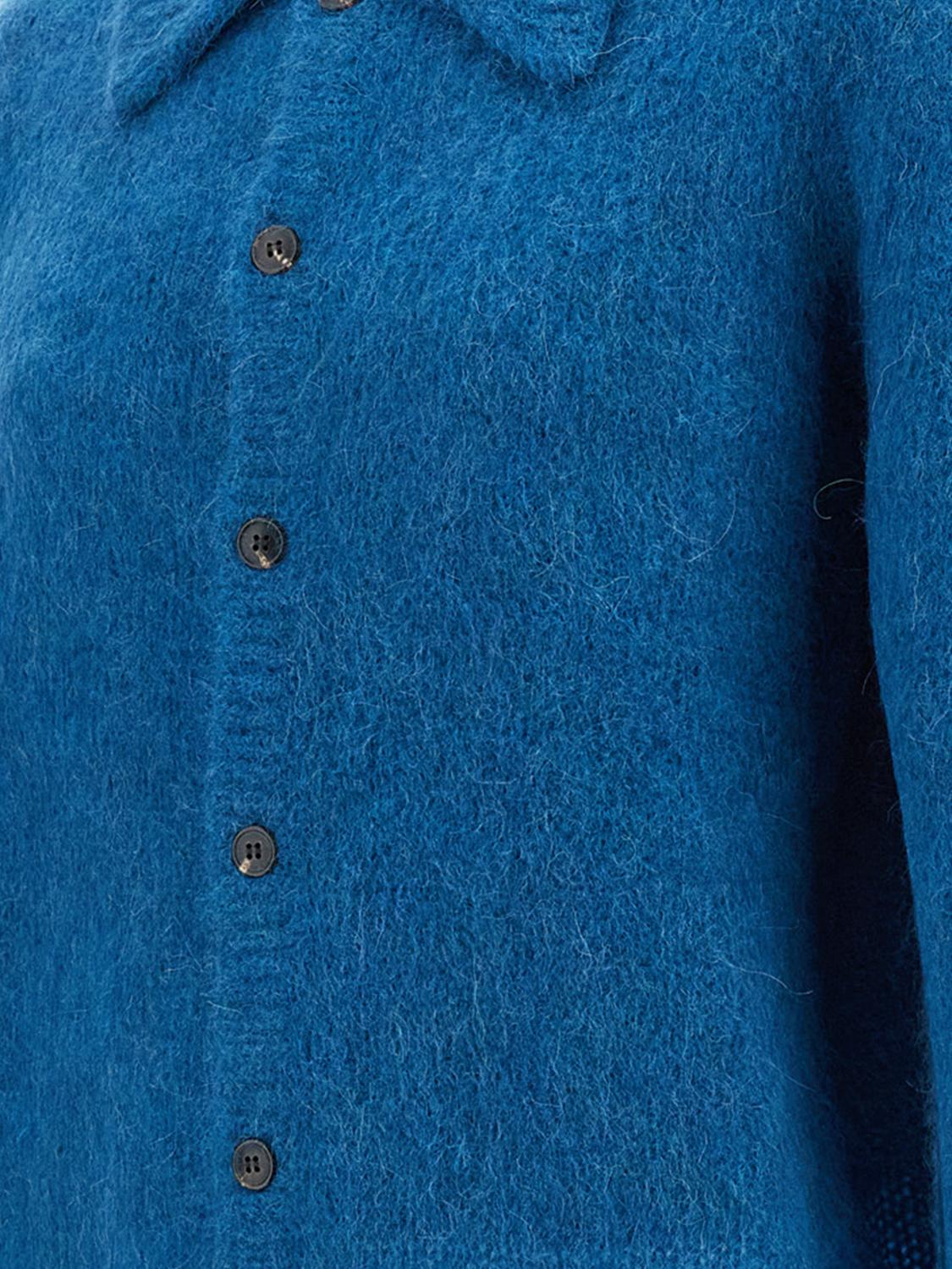 DRIES VAN NOTEN PULLOVER: Dries Van Noten Cardigan im Polo-Stil aus Alpaka- und Merinowollmischung, Himmelblau - Img 4