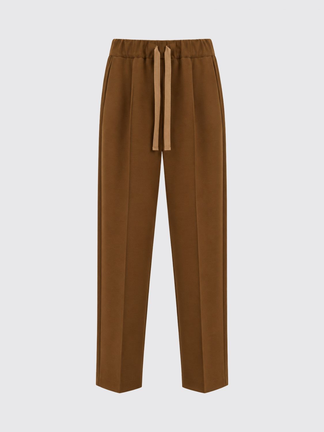 SEMICOUTURE HOSE: SEMICOUTURE High-Waist-Jogginghose aus Jersey mit Kordelzug, Braun - Img 2